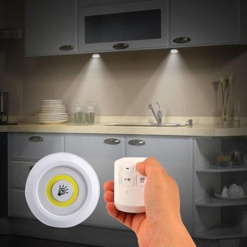 3W COB Under Cabinet Light LED Wireless Remote Control Dimmable Battery Operated Night Lamp Home Wardrobe Bedroom Closet Kitchen