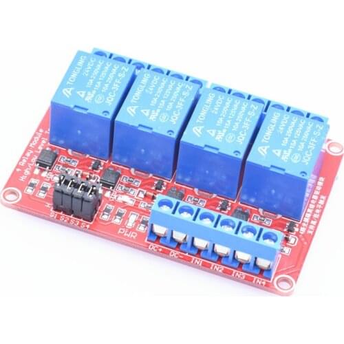 4 Channel 5V 12V 24V Relay Module Board Shield with Optocoupler Support High and Low Level Trigger for Arduino