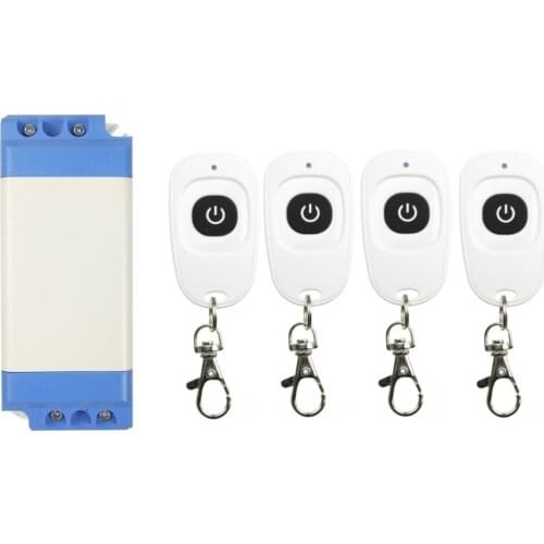 AC85V 110V 220V 240V RF Wireless Switch Relay Receiver Remote Controllers For Light switch & White Waterproof Transmitter 4pcs