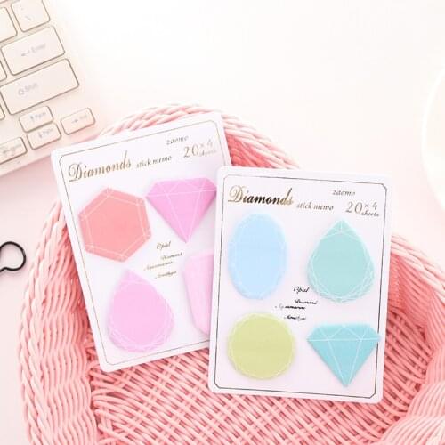 80 Pages/lot Diamond Water Droplets Self-Adhesive Memo Pad Sticky Notes Bookmark School Office Supply Stickers Paper