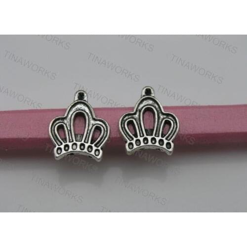 FREE SHIPPING 30pcs Antique Silver 10.4x6.4mm Crown Slider Spacer Findings For Licorice Leather--PAT191