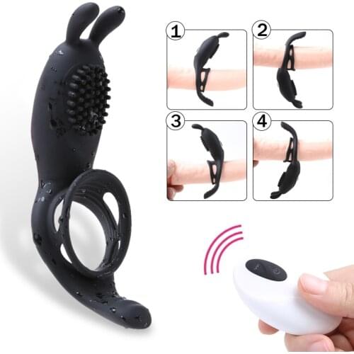 10M Wireless Remote Penis Silicone Rings Vibrator Sex Toys for Men Time Delay Rabbit Cock Vibrating Ring Clitoral Stimulator
