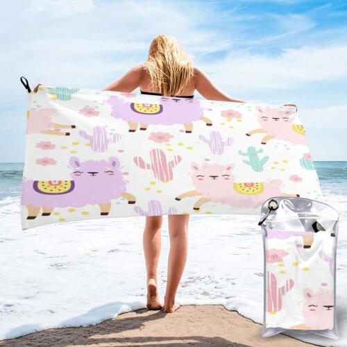 Bath Towel Alpacas Pastel Llamas Quick Dry Large Towel Thin Absorbent Soft Towel for Home Travel Camping Swimming Beach Sport