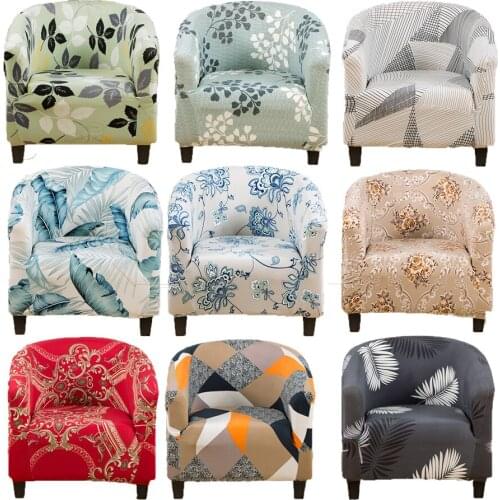 Stretch Floral Single Sofa Cover Elastic Feather Universal Round Armchair Slipcovers Dust-proof All-inclusive Protector For Home