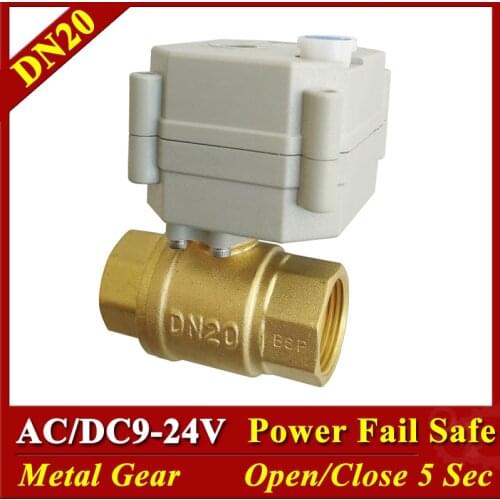 AC/DC 9V-24V 2 Wires 5 Wires BSP NPT 3/4" DN20 Electric Valve Normally Open/Normally Closed Can Instead Of Solenoid Valve CE