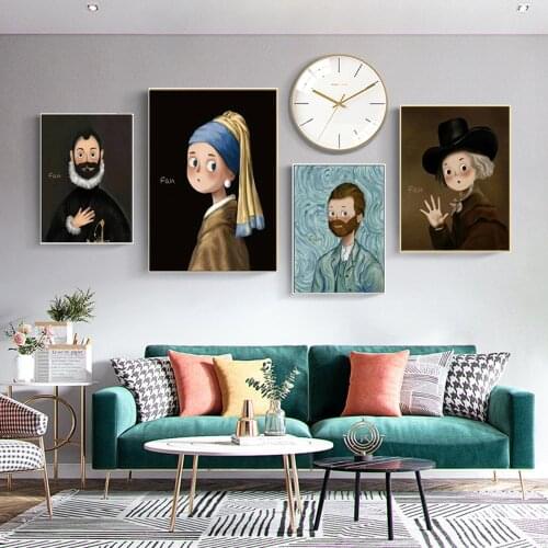 Cartoon Mona Lisa Canvas Painting Posters And Prints Wall Pictures Baby Kids Room Living Room Decor World Famous Painting