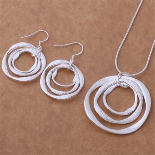 New special AT353 high quality silver color jewelry beautiful women classic necklace earring Jewelry Set package mail