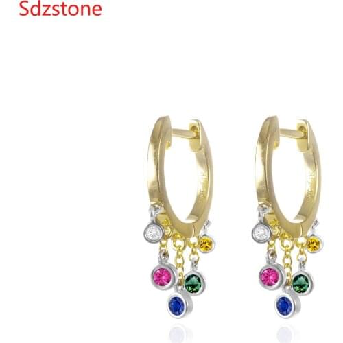 Round Earring Baguette Cz Tassel Chain Small 3mm Cz Dangle Earrings For Women Delicate Minimal Statement Ethnic Gothic Jewelry