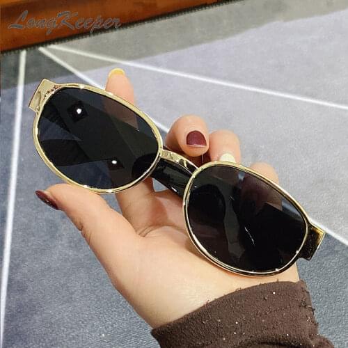 LongKeeper Luxury Brand Designer Oval Sunglasses Men Women Classic Punk Metal Frame Fashion Sun Glasses Oculos Feminino