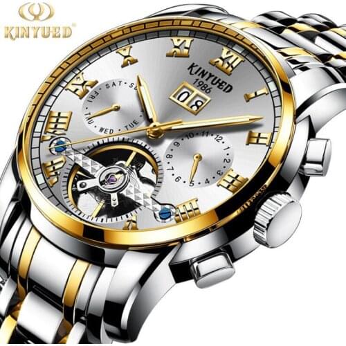 KINYUED The New Fashion Mechanical Sports Waterproof Stainless Steel Strap Multifunction Mens Watch Automatic Luxury J014