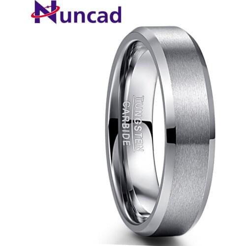 Nuncad Mens Carbide Tungsten Ring 6MM Wide Steel Color Matte Surface Comfort Fit Wedding Finger Rings 2019 Valentines Day Gift