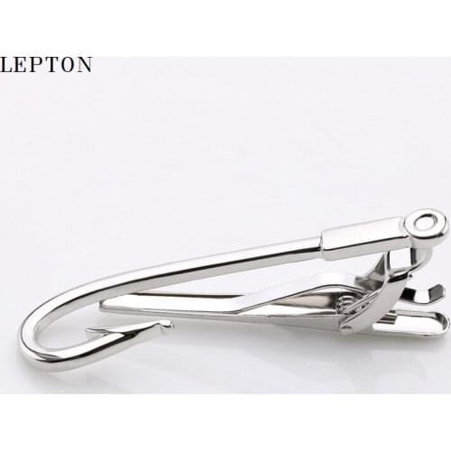 Hot Sales Silver color Hook Tie Clips For Mens Lepton Top Quality bright Interest Hook Design Tie Bar Wedding Slim Tie Clip