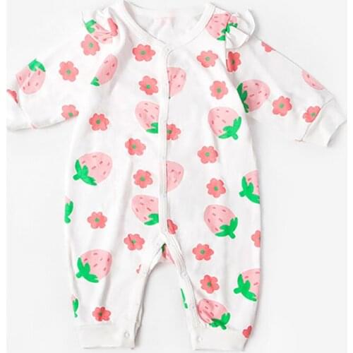 Newborn Baby Girl Clothes Toddler Jumpsuit Casual Cute Strawberry Pattern Autumn New Born Infant Romper Baby Girs Outfits Set