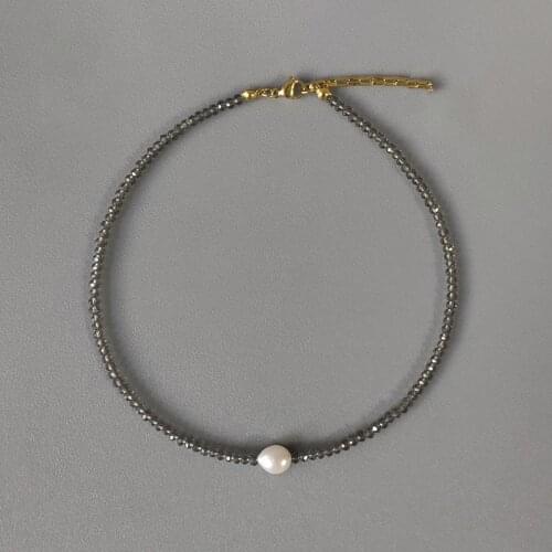 Exquisite multi-faceted crystal beads beaded necklace natural pearl pendant multiple colors gifts for girls fashion neck choker
