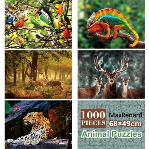 MaxRenard 50*70cm 1000 Pieces Puzzle Jigsaw Puzzles For Adults Paper Assembling Animal Deer Cheetah Puzzles Toys for Adults