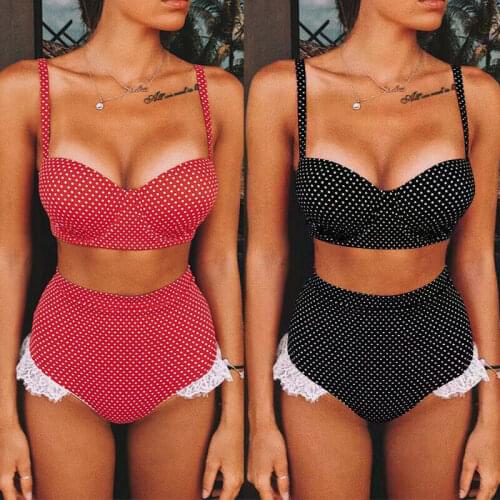 Sexy High Waist Swimsuits Women Polka Dot Bikini Sets 2020 Women Push Up Bra Bikinis Set Top Bottom Swimwear Ladies Bathing Suit