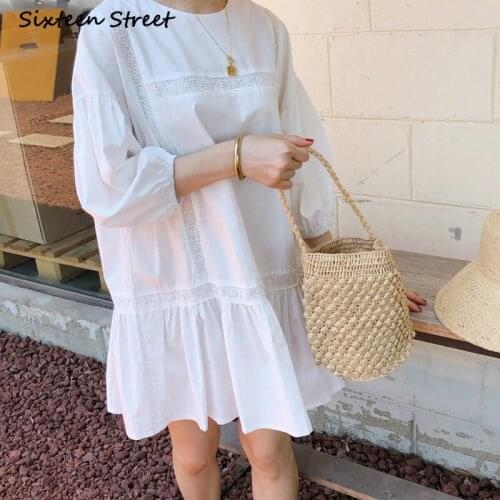 Dresses for Women Chic Summer Puff Sleeve Doll Dress Loose Short Sleeve Vintage Dress Korean Fashion Clothing Vestido De Mujer