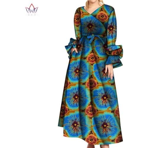 Long Sleeve Dresses for Women Party Wedding Casual Date Dashiki African V Neck Women Dresses African Dresses for Women WY5828