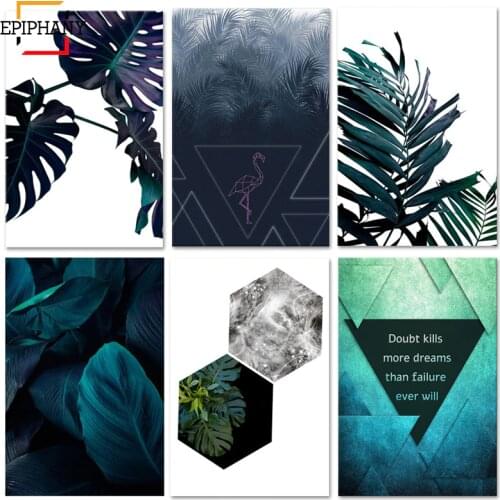 Scandinavian Green Leaf Canvas Poster Modern Nordic Style Quotes Wall Art Print Painting Decorative Picture Living Room Decor