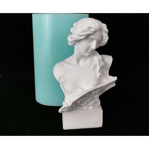 PRZY Soap Woman Mold Silicone Portrait of Woman with Piano Candle Moulds Large Size Plaster Statue Molds Clay Resin Moulds