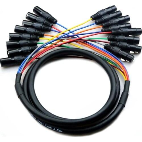 QINCROWN Professional 8 Channel OFC Snake Cable 8 pairs Male to Female 3 Pin XLR Balanced Audio Extension Cord