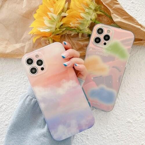 Luxury Aurora Sky Clouds Phone Case For iPhone 12 11 Pro max 7 Plus 8 Plus X XR XS Max Laser Colorful Protective Cases Cover