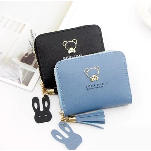 Pink purse Leather Women Wallets Fashion Short Wallet girls Coin Purse business Card Holder Ladies Clutch Bag Small cute wallet
