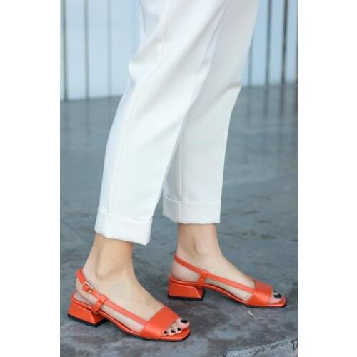 Mio Gusto Cindy Orange Brief High-Heeled Sandals