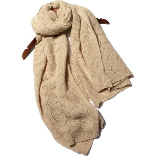 100% cashmere scarf Women Luxury brand non-dying solid color knitted thicken solid color autumn winter Korean cashmere Scarf