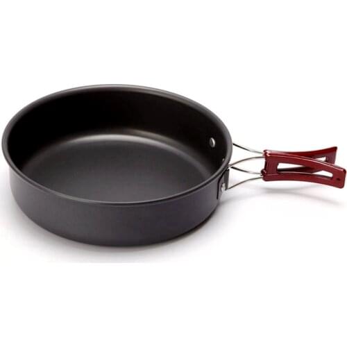 1100ml Ultralight Aluminum Alloy Fry Pan Outdoor Camping Cookware Pan Outdoor Portable Cookware with Foldable Handle