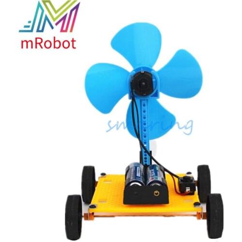 Assembled Wind Power Small Car Small Invention Creative Homemade Handmade DIY Science Experiment Toy
