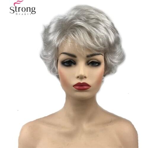 StrongBeauty Synthetic Wig Short Curly Hair Black/White Wigs Womens