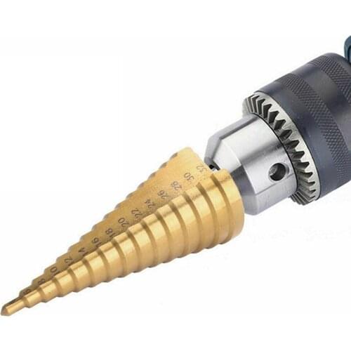 3PCS HSS Titanium Coated Step Cone Drill Titanium Steel Metal Hole Cutter Bit Set 4-32/20/12mm