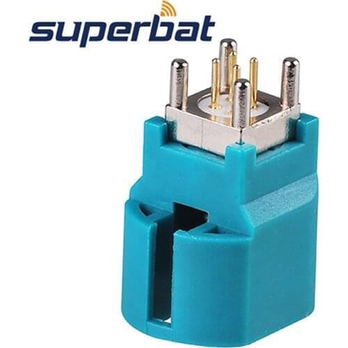 Superbat 10pcs Fakra HSD Water Blue/5021 Jack Straight Vertical PCB Mount RF Coaxial Connector