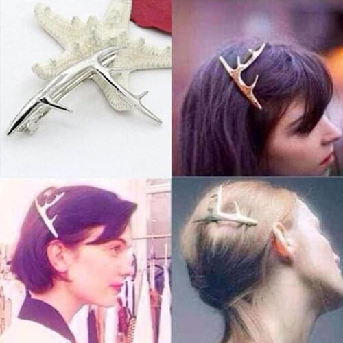 Golden Alloy Deer Horn Hair Clips & Pins Headwear Hair Accessories for Women