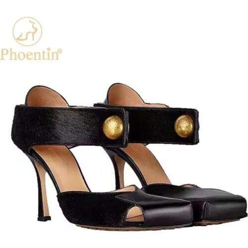 Phoentin Woman Retro Party Shoes 2020 Ladies Runway Shoes Hollow Out high heels Fashion Sandals Squared Toe pumps FT1157