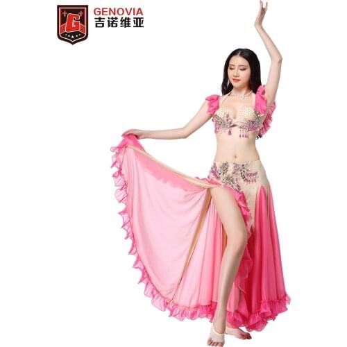 NEW Professional Belly Dance Performance Costume Set Bra Top Skirt Dress Women Handmade Oriental Belly Dance Costume 2 Pieces