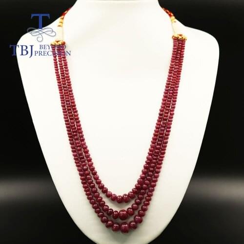 2021 Luxury natural Ruby gemstone Necklace 3 strands handmade gemstone party necklace for women mom wife best gift wedding Tbj