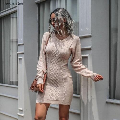 Sweaters Dress Pullovers Women Long Sleeve Casual Backless Fashion Womans Dresses Knitted Autumn and Winter Outwear C2277