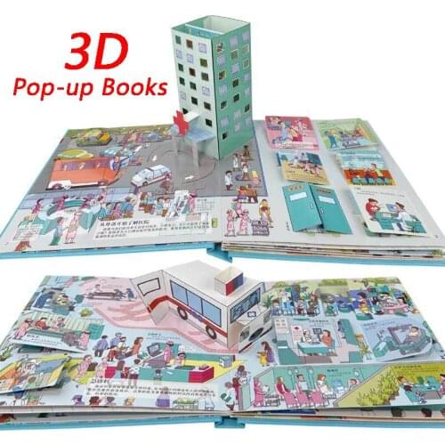 3D Flip Books Childrens Encyclopedia Story 3-12 Years Old Enlightenment Three-Dimensional Kids Reading Baby Comic Kawaii Libros
