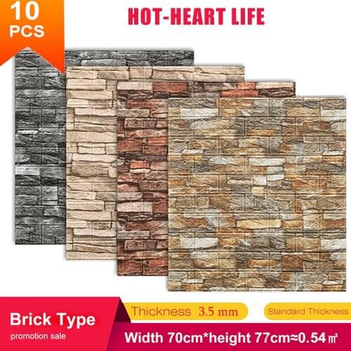 5/10pcs 70*77cm Brick Wall Sticker Waterproof Anti-Collision Foam Wallpaper Self-Adhesive For Living Room TV Background decor