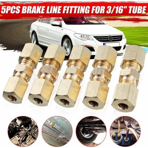 5PCS brass straight type reducer compression fitting connector 3/16" OD pipe hydraulic brake pipe joint 33 x 10mm