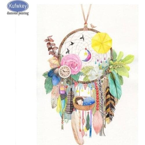 5d diy diamond painting cross stitch mosaic Indian Dream catcher cover diamond embroidery Diy square/Round drill wall decor