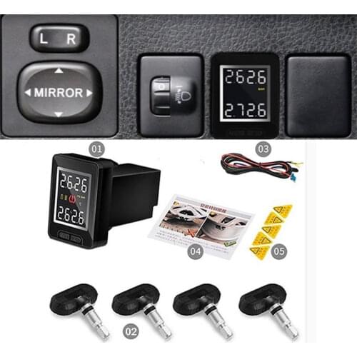 For Toyota Highlander 2015 Auto Wireless TPMS Tire Pressure Monitoring System with 4 Sensors LCD Display Embedded Monitor