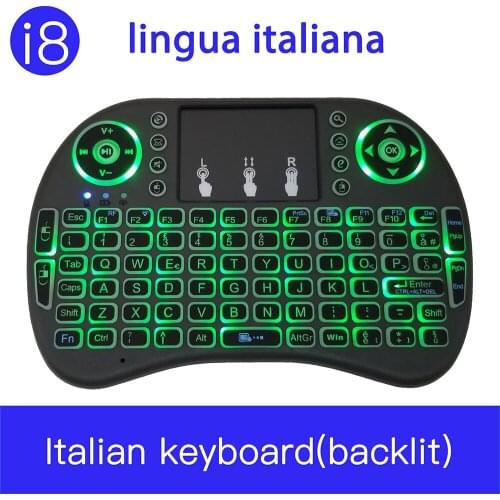 Wireless Keyboard i8 backlight colors 3 colors 2,4 GHz Mouse English 3 colors with remote control TouchPad