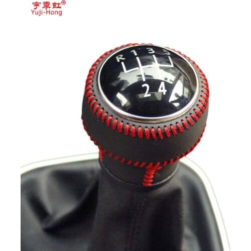 Yuji-Hong Car Gear Covers Case for Volkswagen Golf 6 2010 Bora 2011 Sagitar 2012 Manual Shift Collars Genuine Leather Auto Cover
