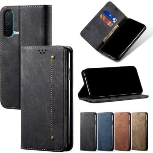 For Oneplus Nord Ce 5g N200 N100 N10 9 Pro Case Pu Leathe Wallet Capa For Oneplus 8t 7t 8 Denim Pattern Magnetic Protection Etui