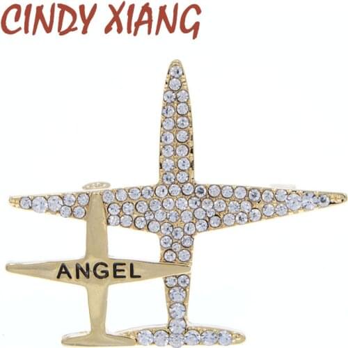 CINDY XIANG New Arrival Rhinestone Airplane Brooches For Women Fashion Pin