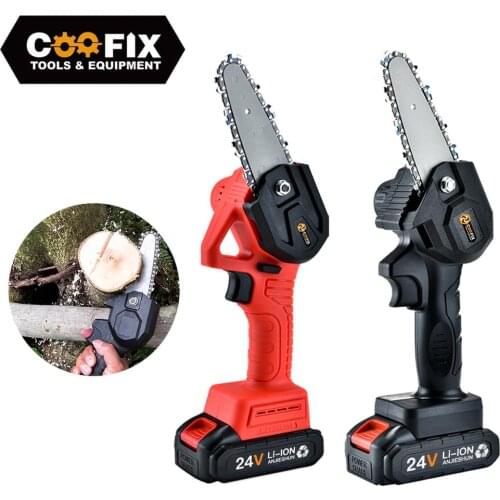 COOFIX 24V Electric Cordless Mini Chainsaw Household Garden Tree Logging Trimming Saw Lithium Battery Pruning ChainSaw