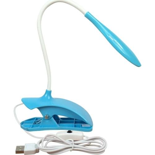 Daylight White LED Flexible USB Reading Light Clip-On Beside Bed Table Desk Lamp